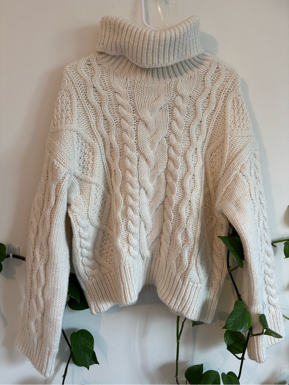 H&M Cream Cable Knit Turtleneck Sweater
